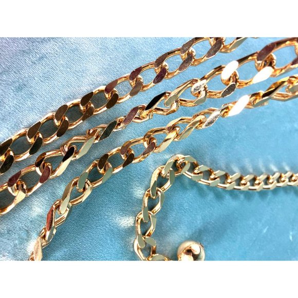 Vintage 3 Strand Curb Chain Waist Belt 80s 90s Elegant